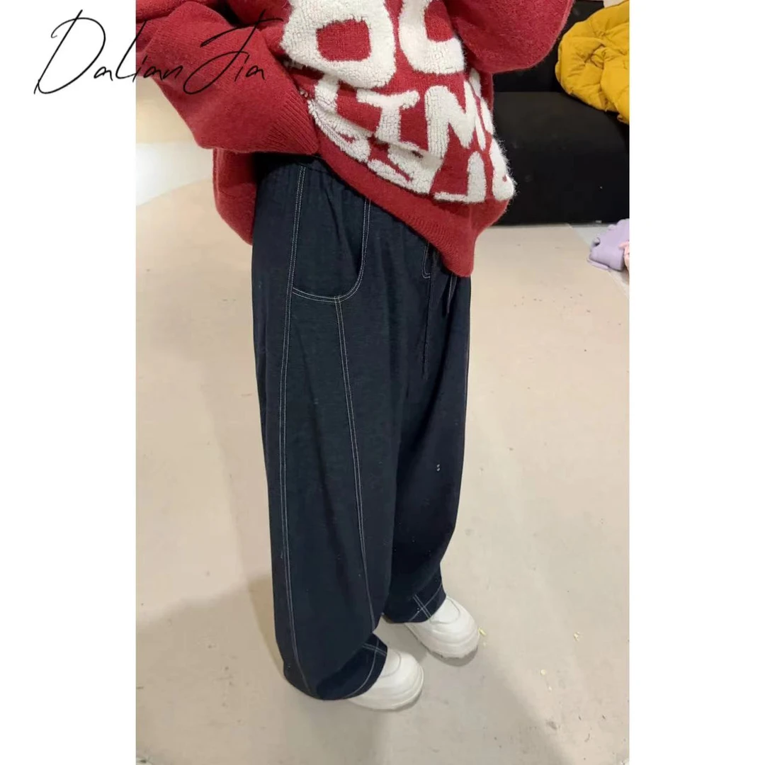 晶咕【时尚分割线】明线宽松百搭两个版本阔腿裤松紧高腰秋款