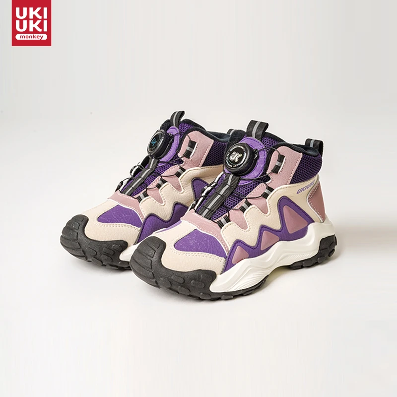 UKIUKI MONKEY运动鞋运动风防滑中帮保暖加绒儿童男女孩宝宝冬季