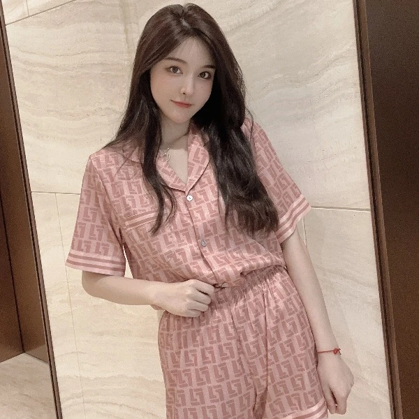 大榕家【新款F家短袖】短袖高定时尚四季睡衣家居服套装女士