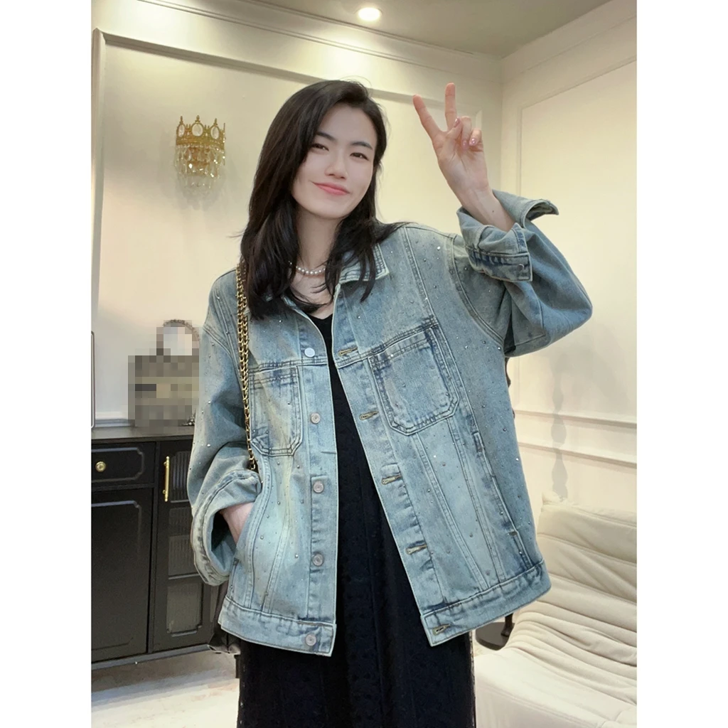 【满天星】秋季重工烫钻钉钻牛仔外套女zb