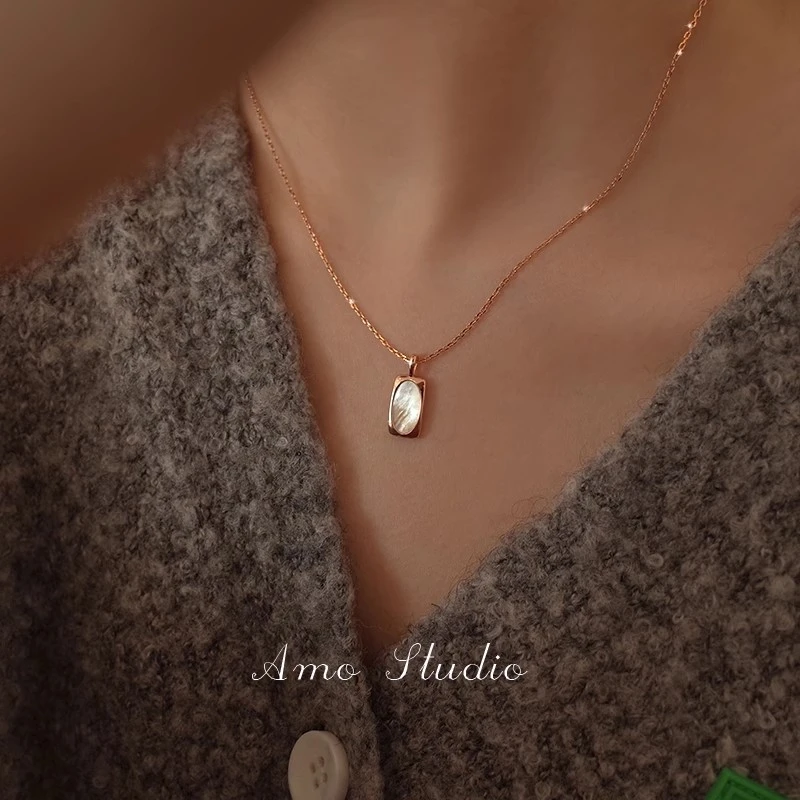 链子925银 听白*锁骨链气质项链吊坠女轻奢小众法式复古时尚百搭