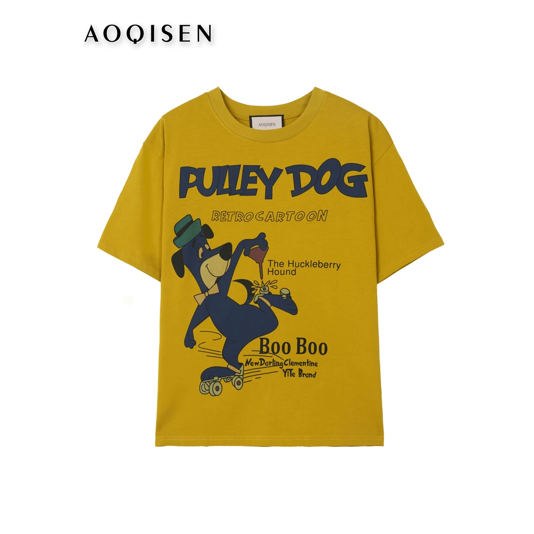 2352-AOQISEN短袖T恤爱心印花短袖t恤休闲夏季套头圆领舒适