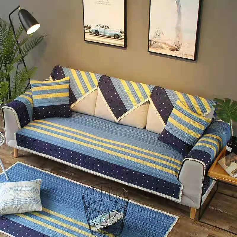 老粗布【沙发巾单条装】<星空蓝>90X180cm<±5cm> 加厚 简约 透气