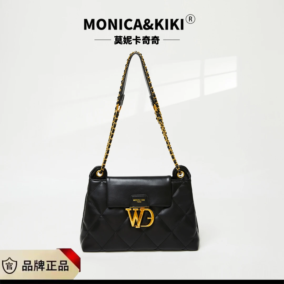 MONICA KIKI/莫妮卡奇奇81130042 时尚百搭单肩包小香风女士黑色