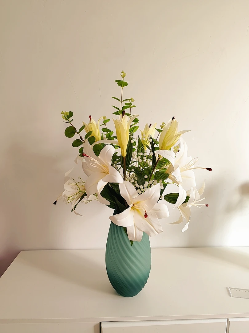 【奇艺美家】仿真百合家居软装客厅餐桌插花礼仪干花