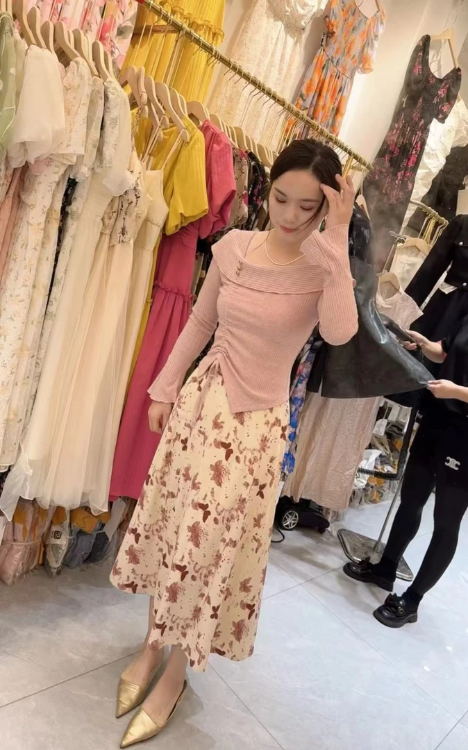 丹妮丝轻熟风两件套抽绳不规则显瘦百搭套裙