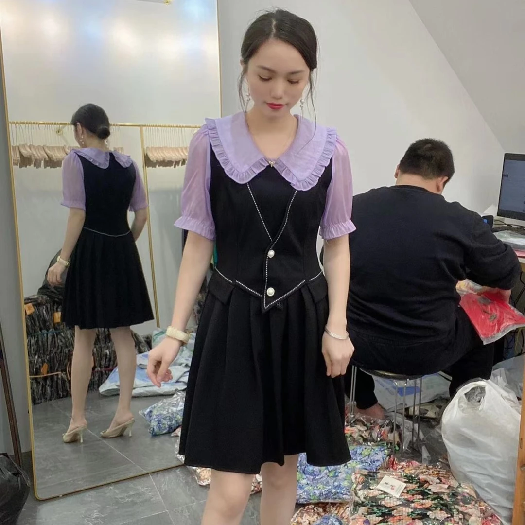 丹妮丝时尚气质减龄拼接假两件连衣裙