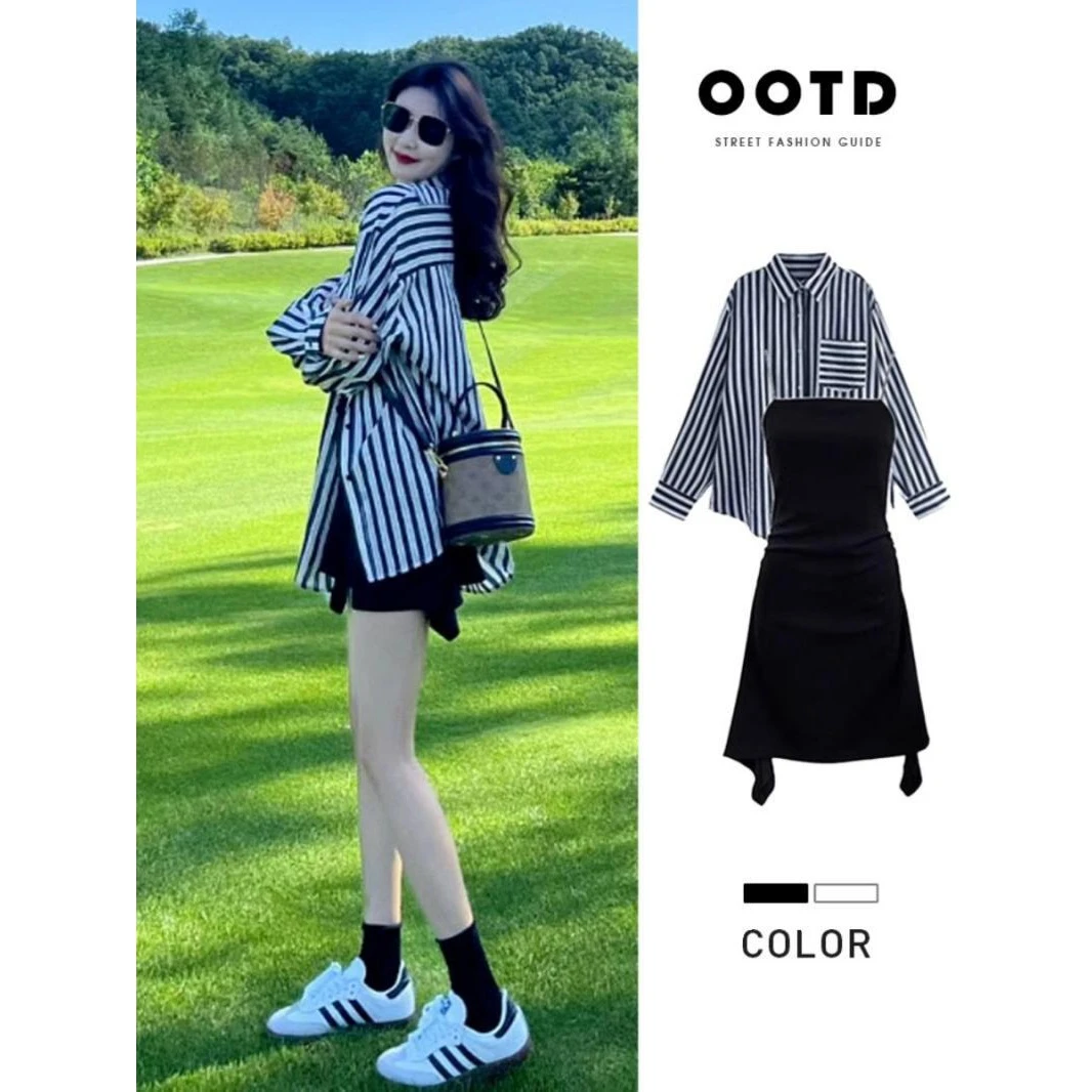 夏季气质法式黑色连衣洋气欲风辣妹今年流行小个子套装两件套夏