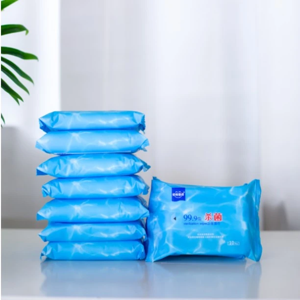 优棉童语卫生湿巾加大加厚10片99.9%杀菌高档柔软亲肤珍珠纹20包