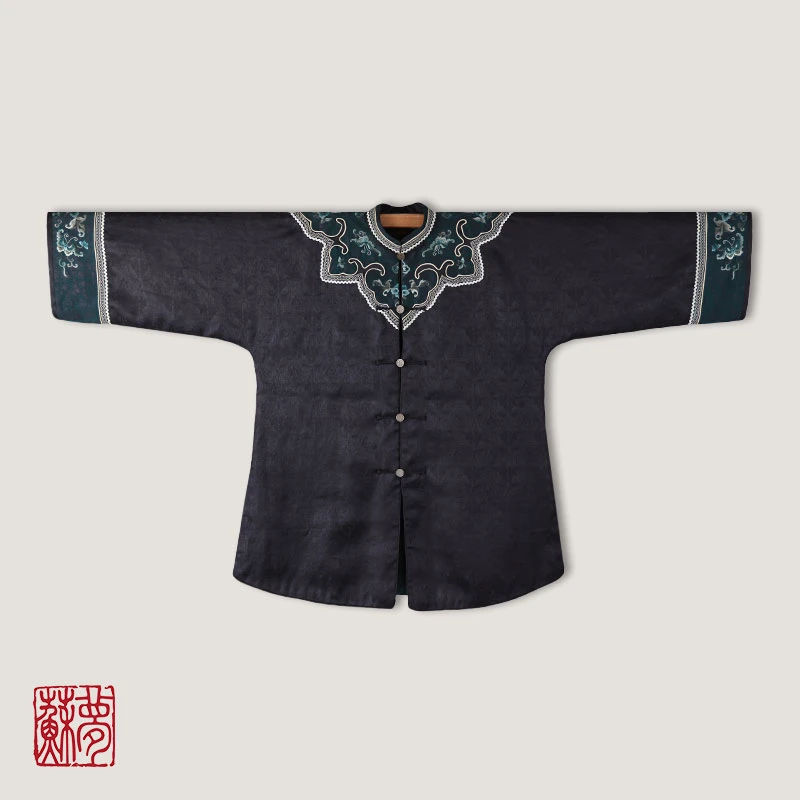 蘇夢【蝶报富贵】手绣立领对襟上衣半大褂中式刺绣长袖0105221