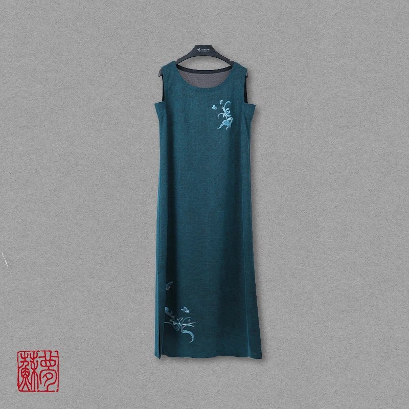 {苏梦}蔚蓝香云纱百搭时尚内搭连衣裙日常0104464