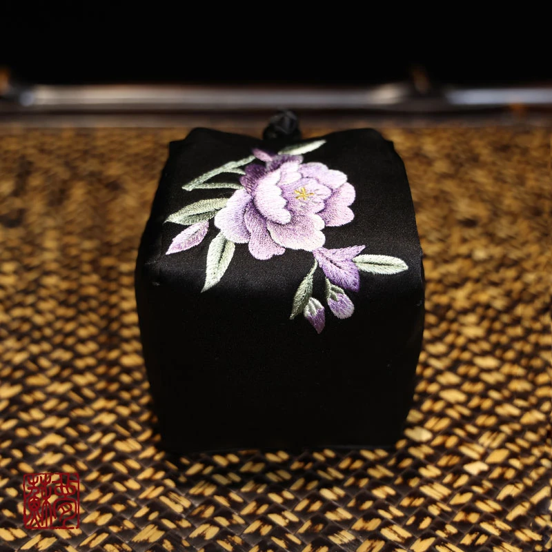 {苏梦}香云纱绣花单杯袋茶具盖碗收纳包0504053