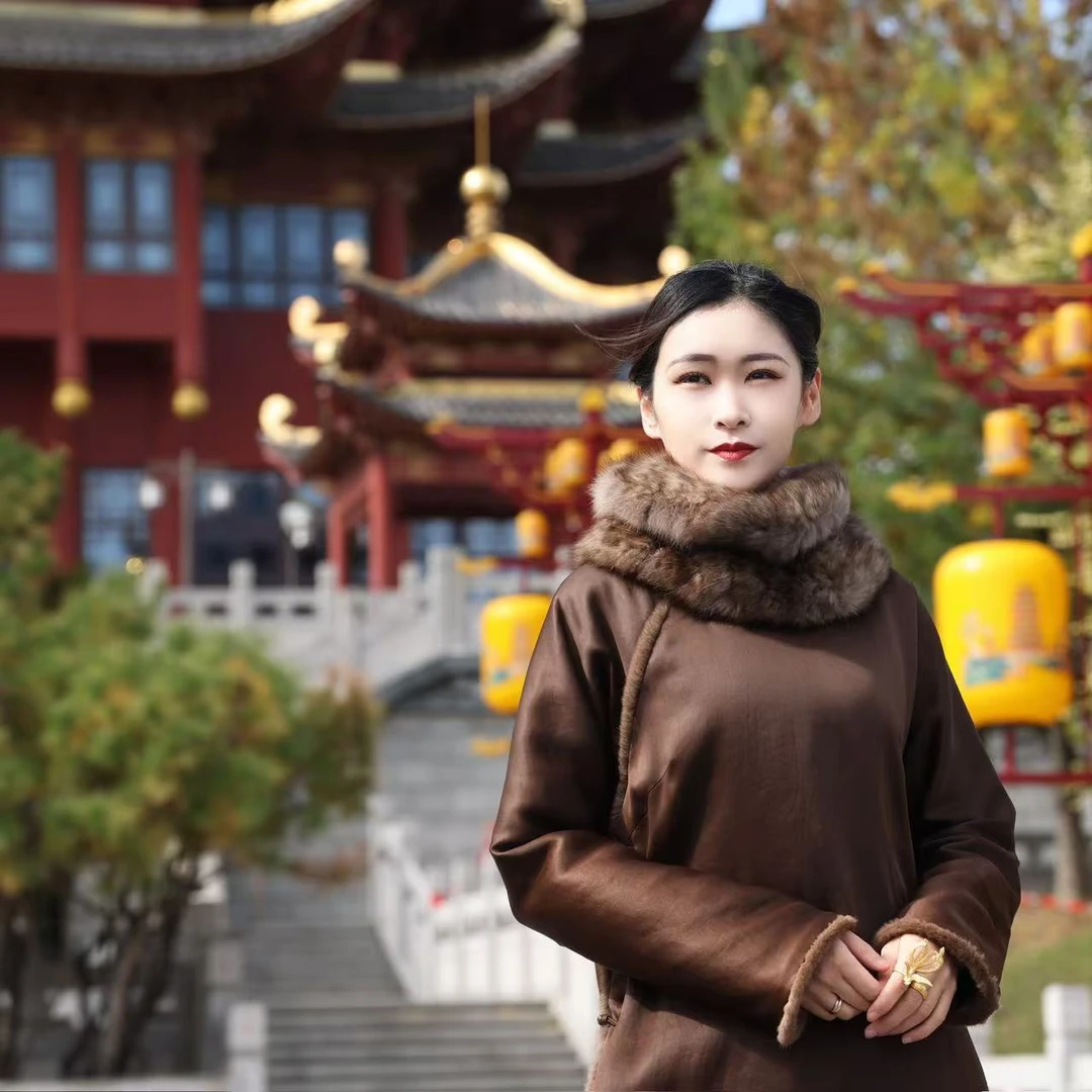 蘇夢【韵朝华】素婉毛边立领斜襟夹棉半大褂百搭0105204 0105193