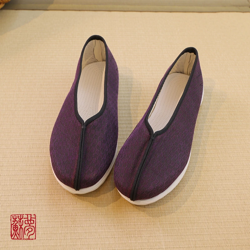 {苏梦}手绣手纳布鞋千层底绣花鞋透气浅口优雅圆头低帮鞋0505040