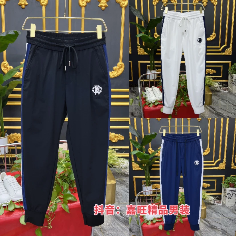 春夏男士潮流时尚百搭舒适薄款速干侧边条休闲哈伦束脚裤6641