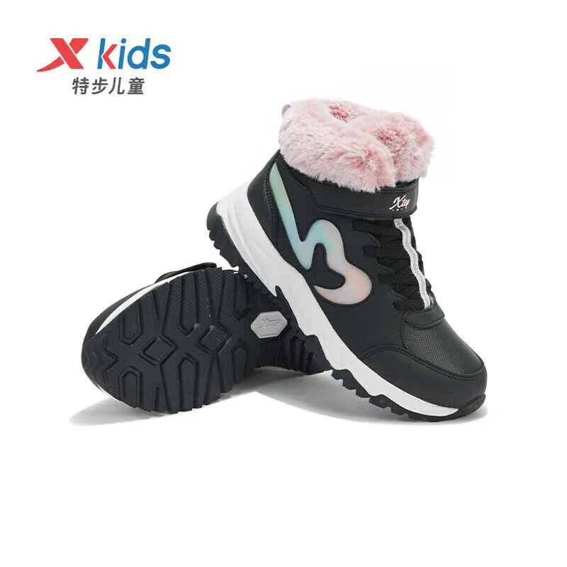 特步童鞋男童棉鞋2025秋冬季新款中大童加绒保暖运动鞋儿童雪地靴