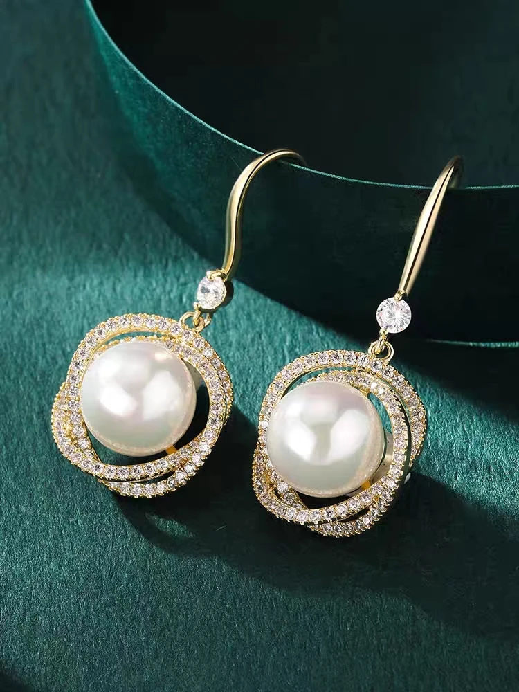 铜合金仿珍珠耳饰 爆款鸟巢孕育新生命耳饰轻奢耳环大气优雅E063