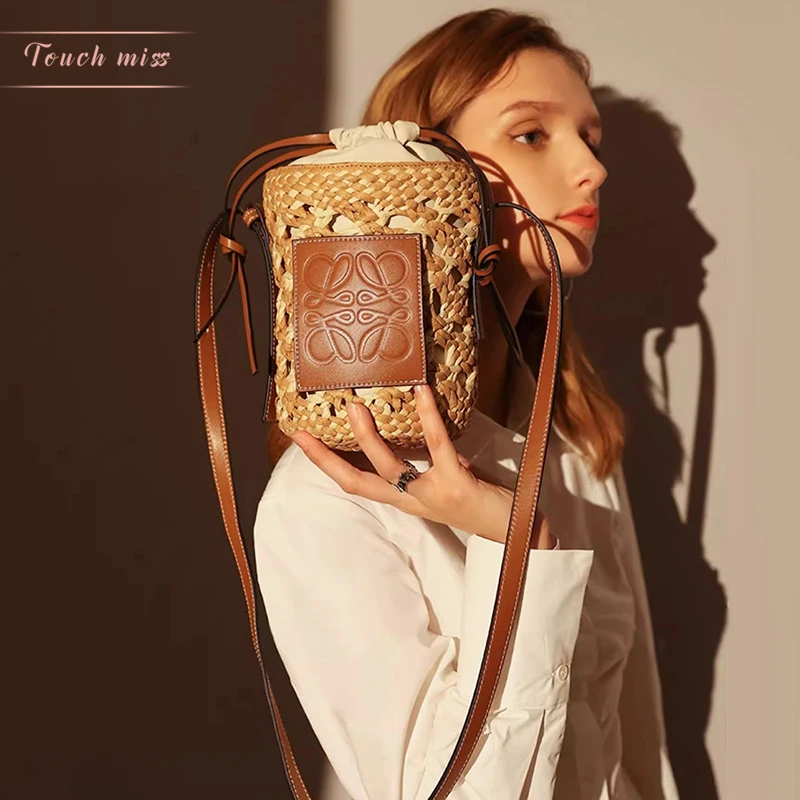 2024TOUCH MISS法式罗家草编包编织女包水桶包单肩斜挎包小包包女