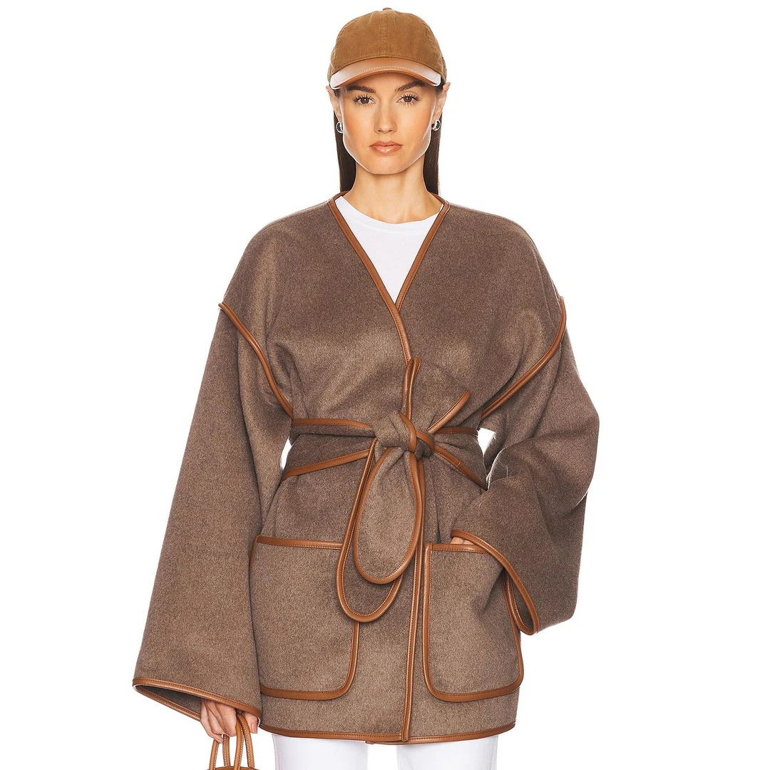 HELSA WOOL BLEND BLANKET 大衣 棕色 毛呢外套