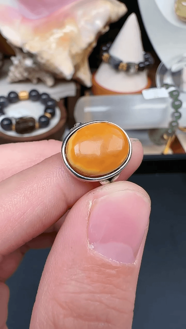 【闪购商品】蜜蜡裸石银S925镶嵌A583蜜蜡戒指