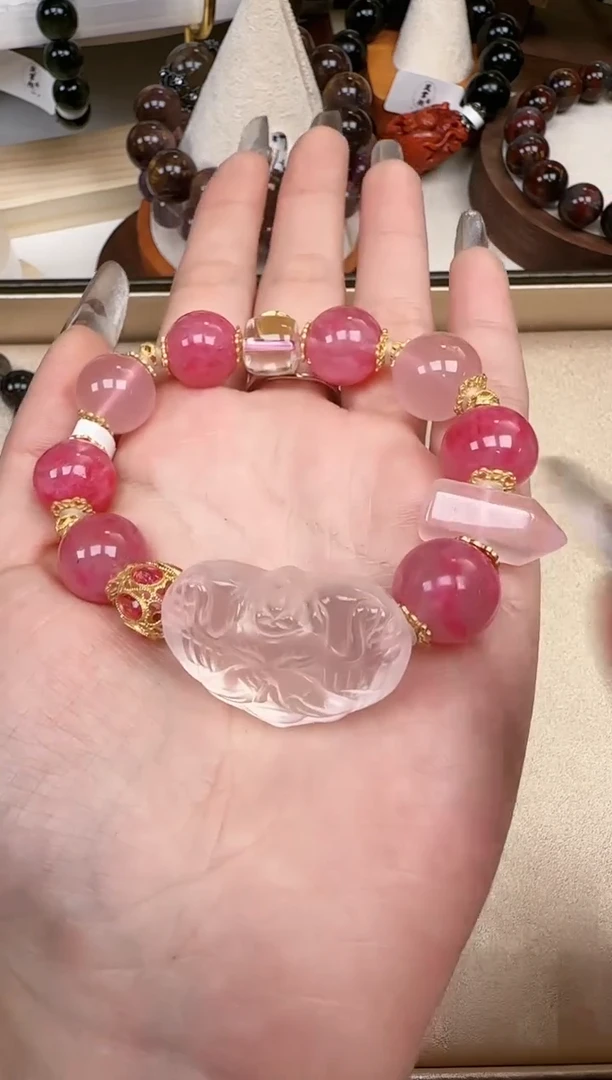 【闪购商品】琉璃DIYA1589 粉九尾蔷薇手串