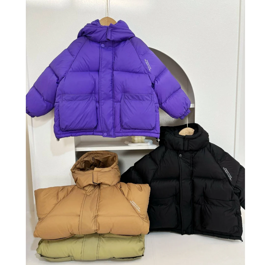 2024新款儿童连帽韩版羽绒服男女童宝宝加厚冬季保暖面包服外套潮