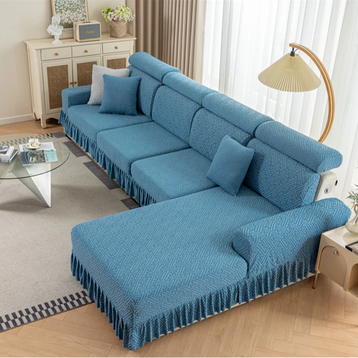 【格调裙边】高品质沙发笠加厚弹力防滑防尘可拼色坐垫套通用沙发套