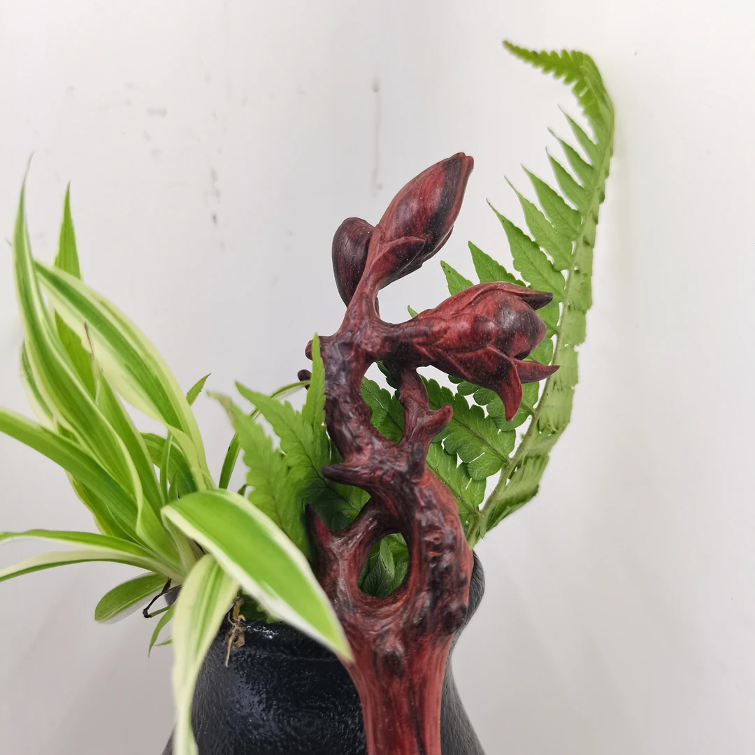 手工雕刻小叶紫檀玉兰花发簪发饰国风木雕工艺品旗袍配饰