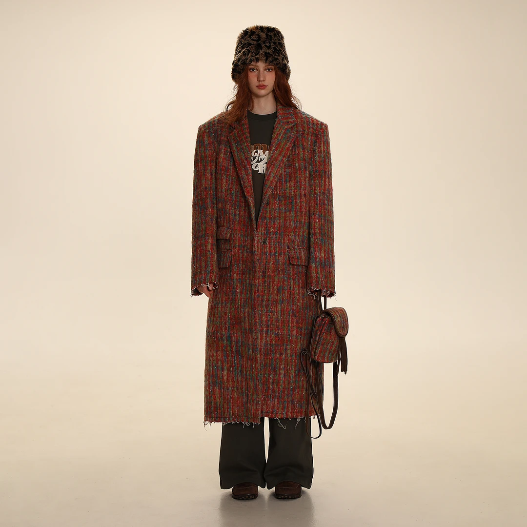 Moromoro复古花纱毛呢流苏包女新款通勤包高级感撞色包