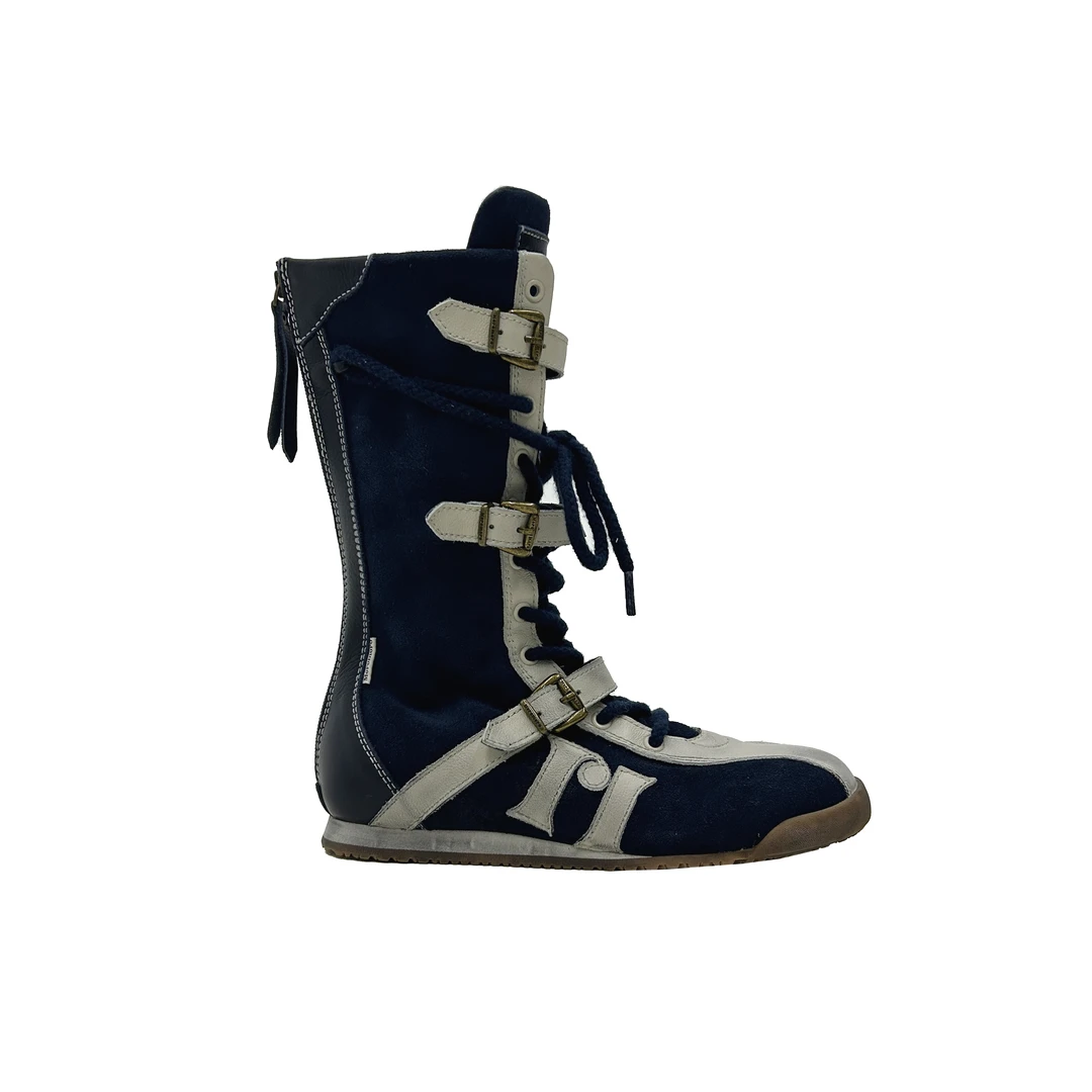 Moromoro 撞色绑带休闲拳击靴