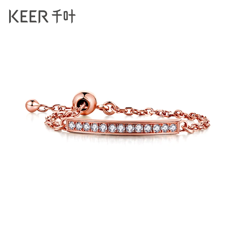 千叶珠宝 18K金玫瑰金戒指软戒调节钻彩金法式手饰39900001648