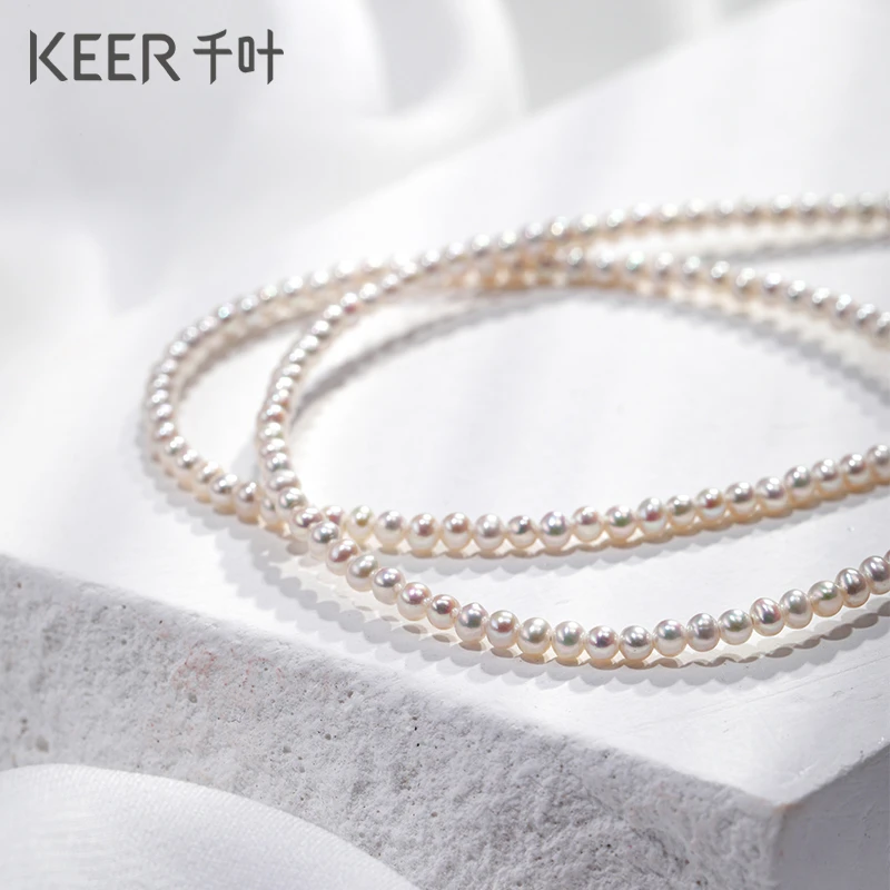 千叶珠宝 S925银baby小米珠淡水珍珠项链  2.5-3mm  （达）