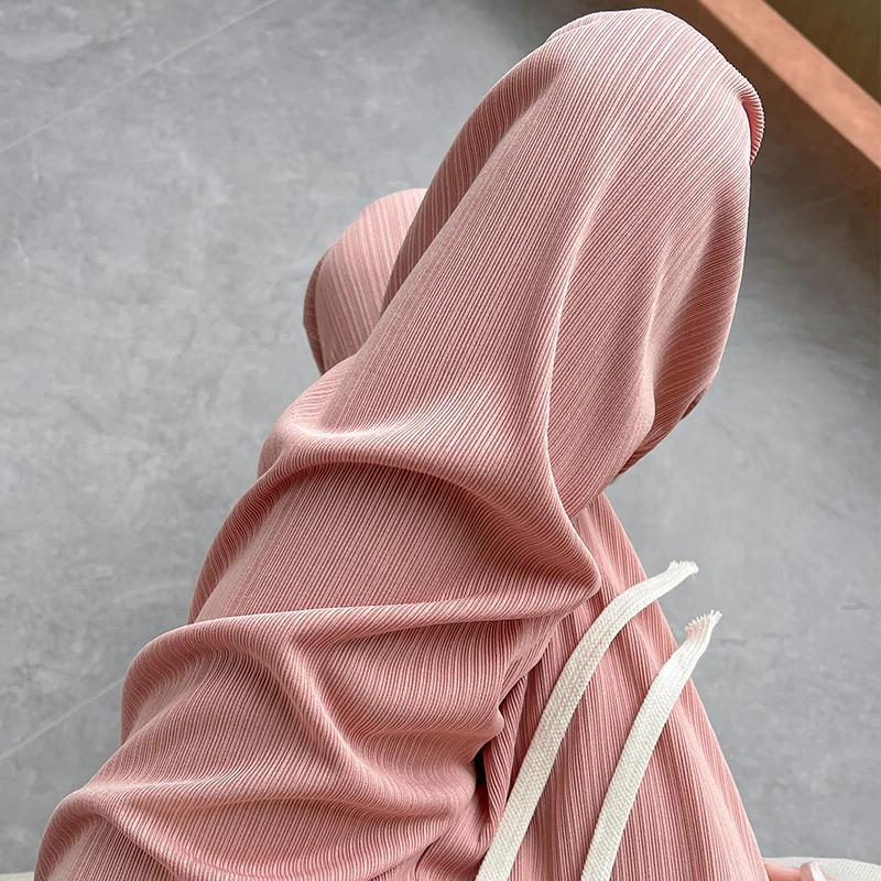 窄版阔腿裤女薄款春夏新款冰丝休闲裤子高腰垂感直筒裤小个子外穿