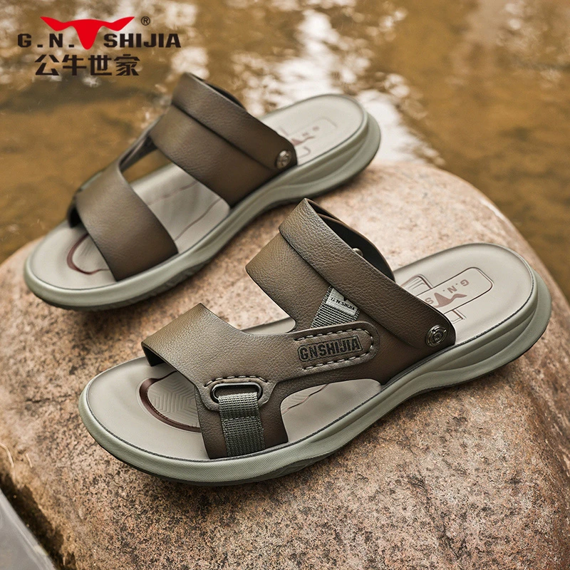 公牛世家夏季潮流百搭户外鞋休闲透气凉鞋时尚软底士沙滩鞋