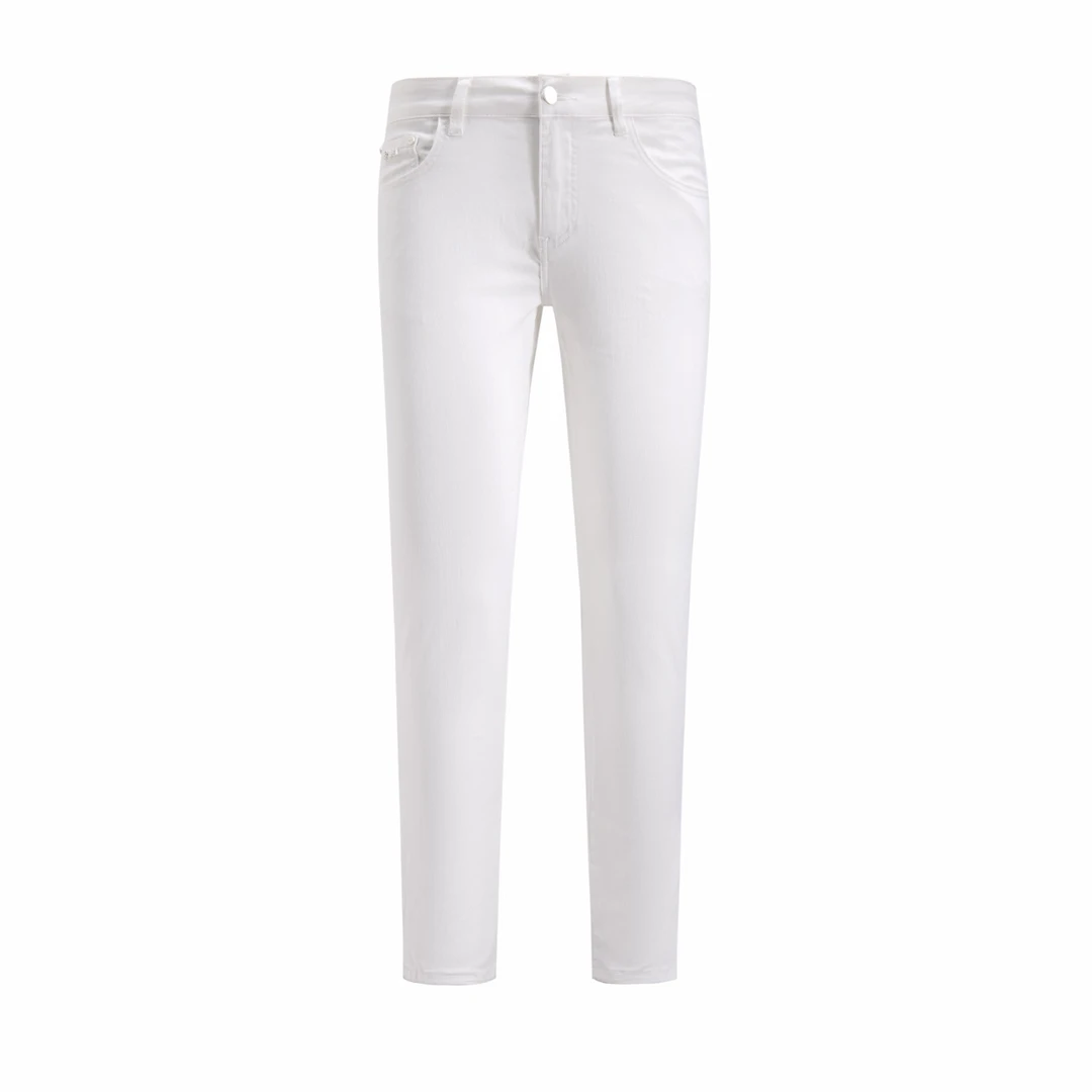 2025夏季超薄白色弹力男士牛仔裤子高端欧货休闲修身小直筒长裤