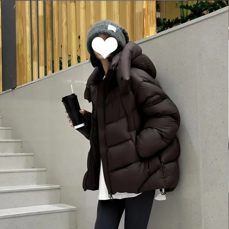 泡芙休闲高级感轻奢保暖两面派2025冬季新款连帽韩版百搭棉服外套