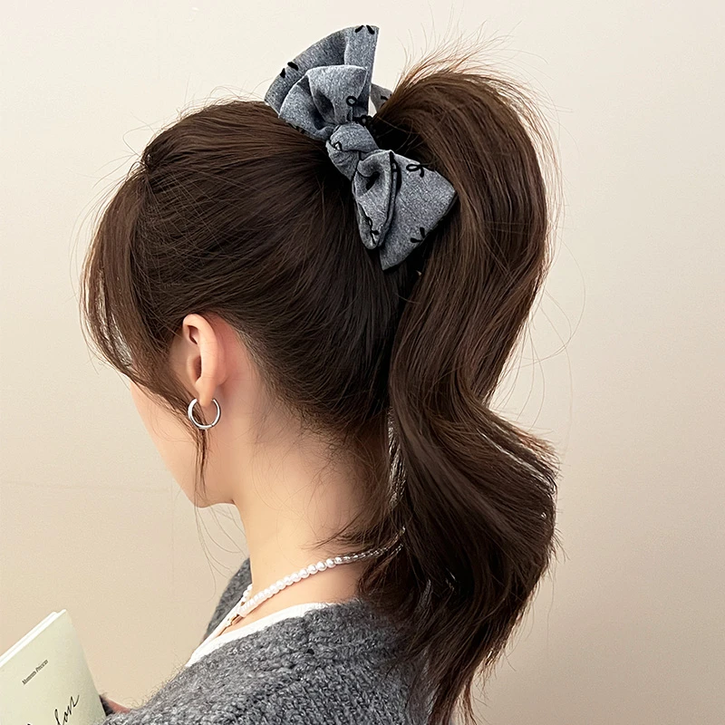 芭蕾公主～格雷系灰色双蝴蝶结丸子头抓夹ins风气质后脑勺抓夹甜美