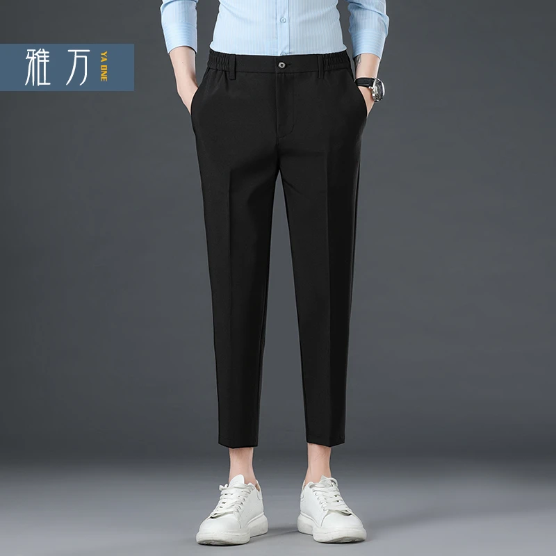 新品男款高端薄款休闲裤子修身小西裤百搭简约气质西装九分裤