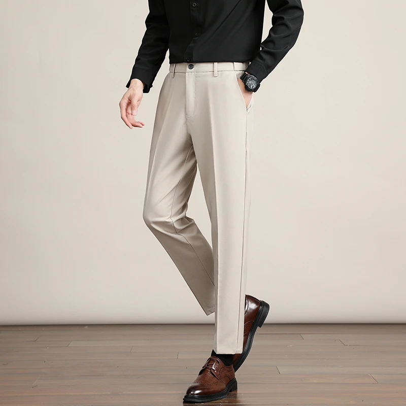 爆款高级坠感新款男士休闲西裤百搭修身韩版九分裤西装裤