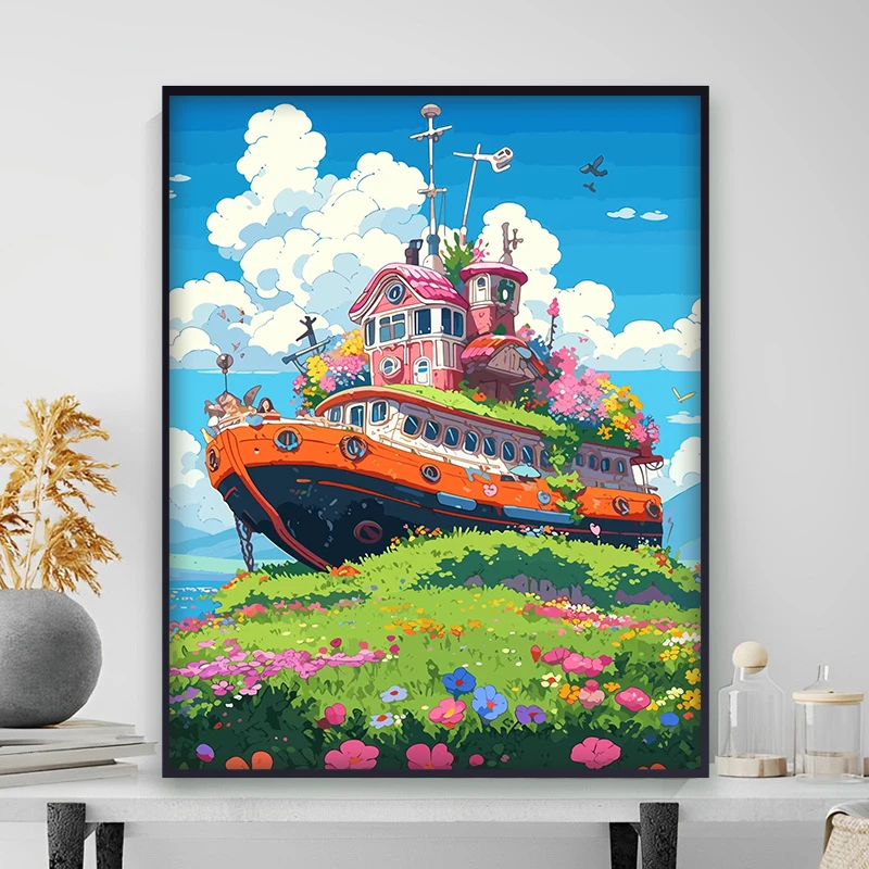 宫崎骏龙猫diy数字油画动漫卡通千与千寻治愈手工填充涂色装饰画