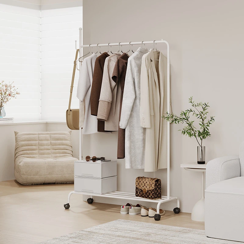 聚当当可移动衣帽架客厅收纳衣服架家用卧室立式简易衣架落地式