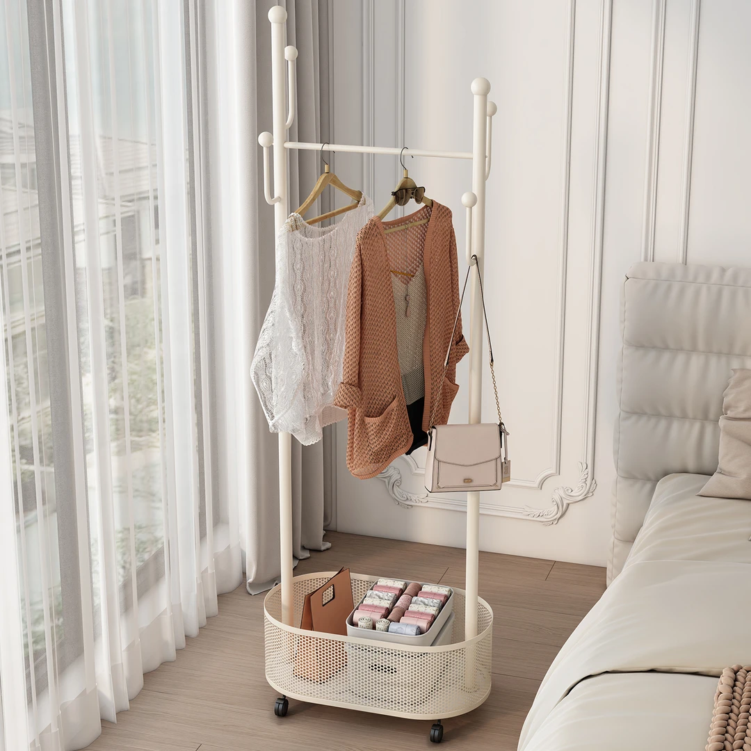 聚当当轻奢多功能落地简易挂衣架立式卧室小卧室挂挂卧室主卧衣架