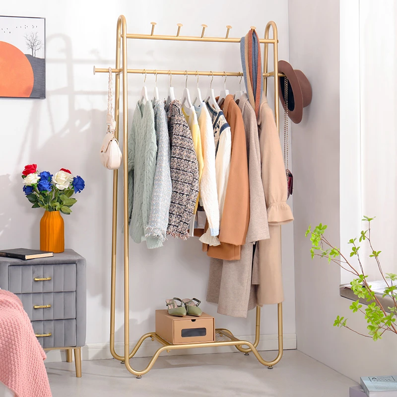 聚当当家用衣帽架落地卧室北欧客厅挂衣服架子简易衣服收纳置物架