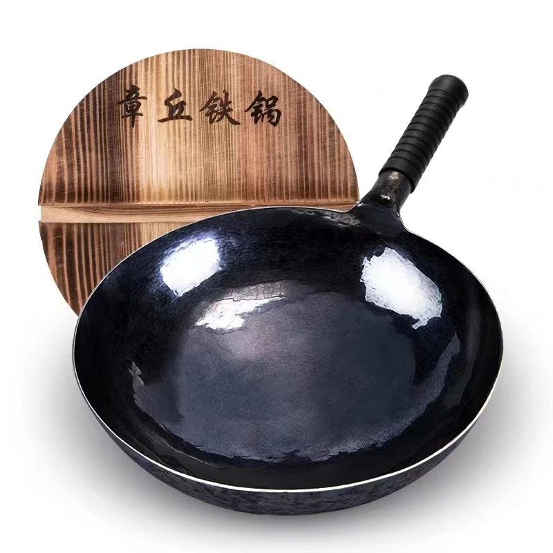 章丘铁锅老宗师古法升级黑锅手工铁锅厚底熟铁耐用炒锅无涂层炒勺