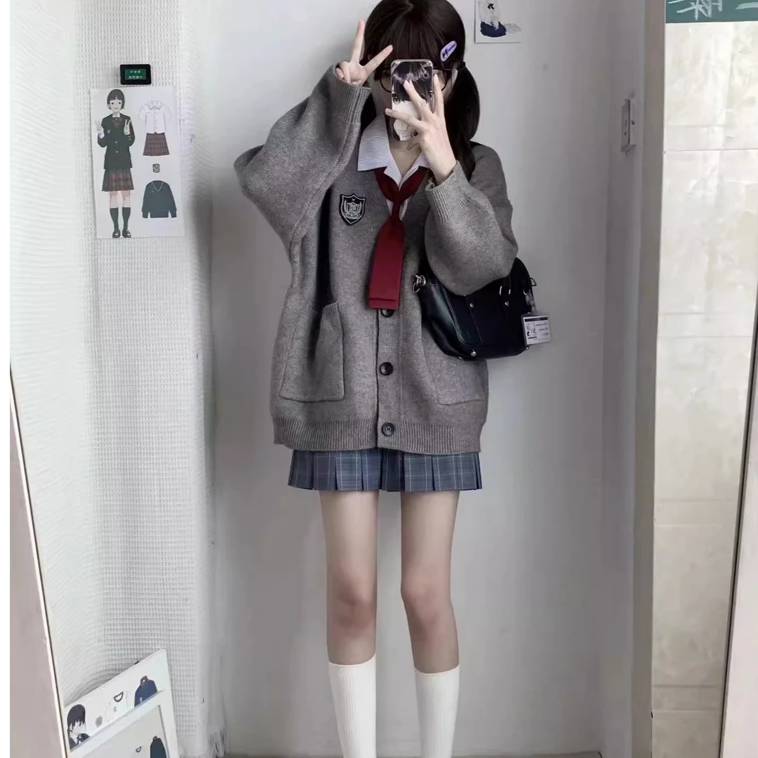 神仙club  优等生毛衣秋冬日系 JK制服校供感 针织开衫宽松学院风