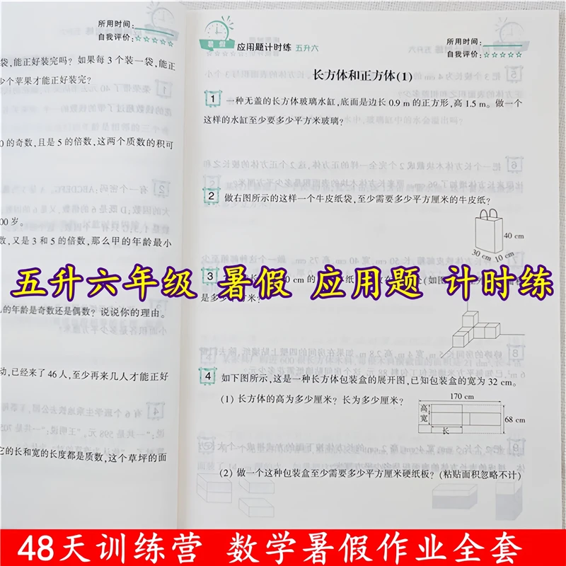 暑假应用题五年级下册数学思维训练人教版五升六暑假作业衔接教材