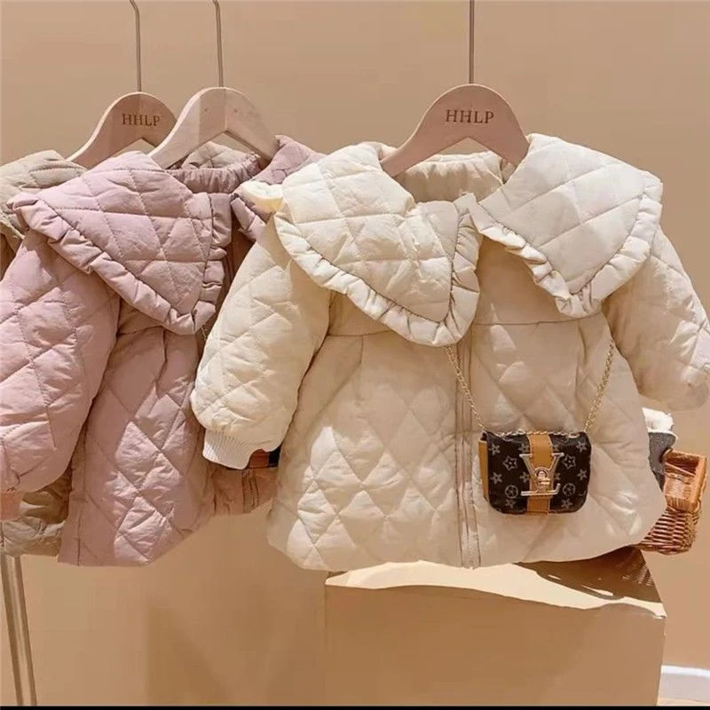 女童棉服2023冬装新款洋气儿童秋冬棉袄女宝宝棉衣中小童加绒连帽