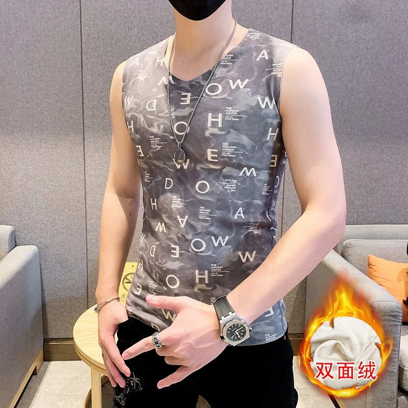 德绒保暖背心男士秋冬季加绒无痕修身内衣马甲德容男款坎肩打底衫