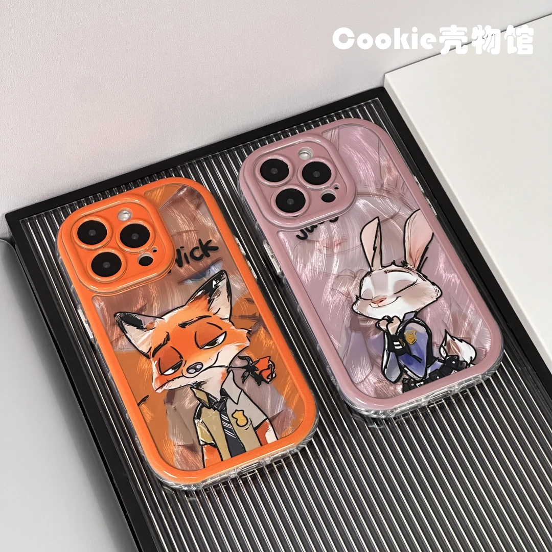 手机壳适用苹果15pro/14橙色Nick创意可爱个性高级防摔奶油羽纱壳