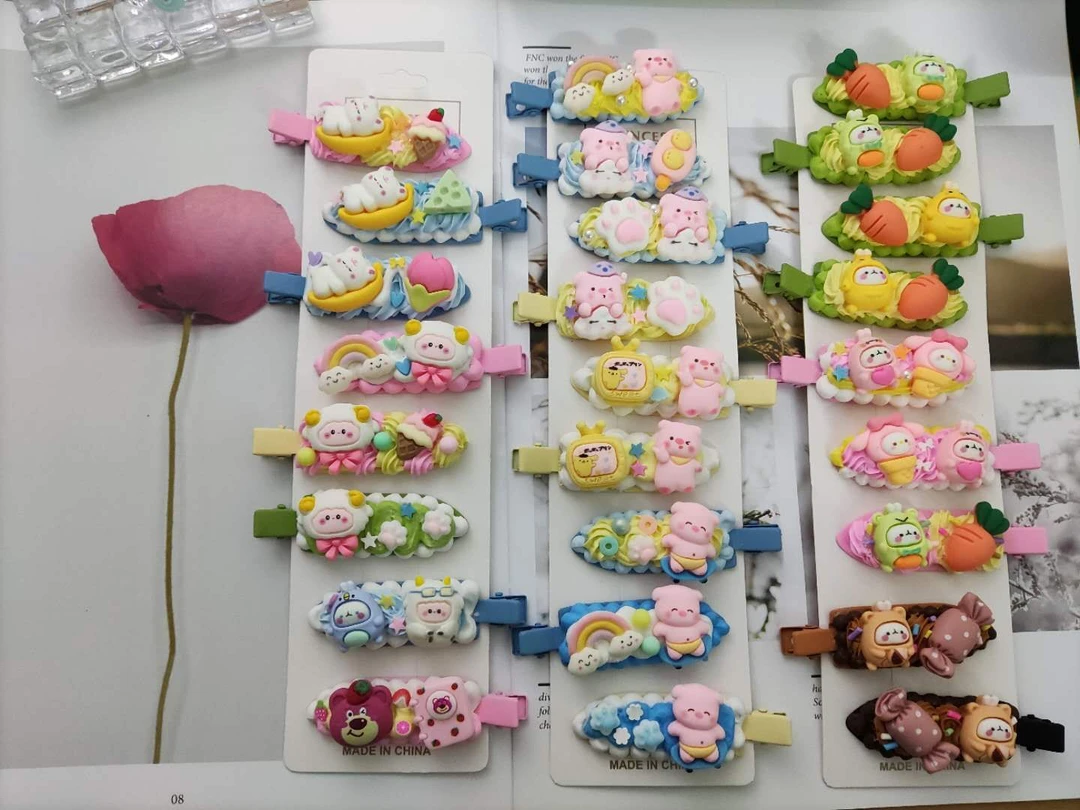 成品9个手工饰品手工奶油胶彩漆无痕发夹成品 no退no换